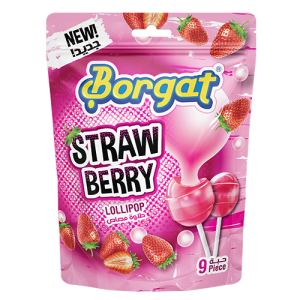 حلاوة مصاص بورقات بنكهه الفراوله محشوه لبان 18 غ 9حبه